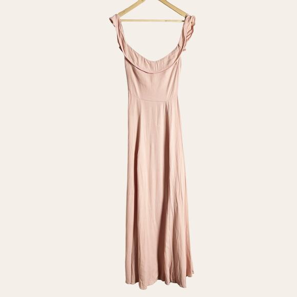 Reformation Verbena Blush Pink Off Shoulder Gown Size 2 - Picture 4 of 10